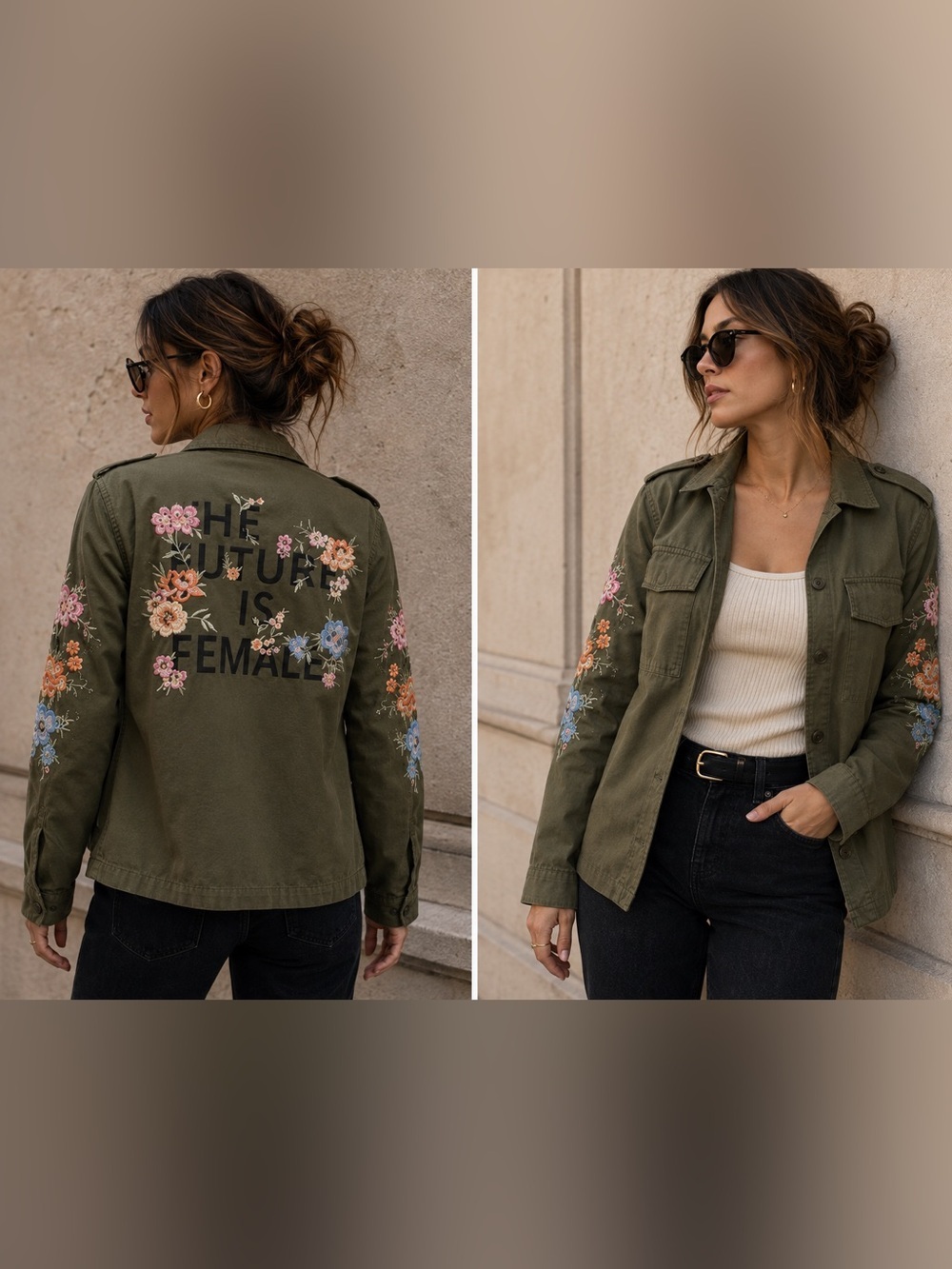 CoffeeShop “Future Fem” Embroidered Military Jacket – Size S – Like New